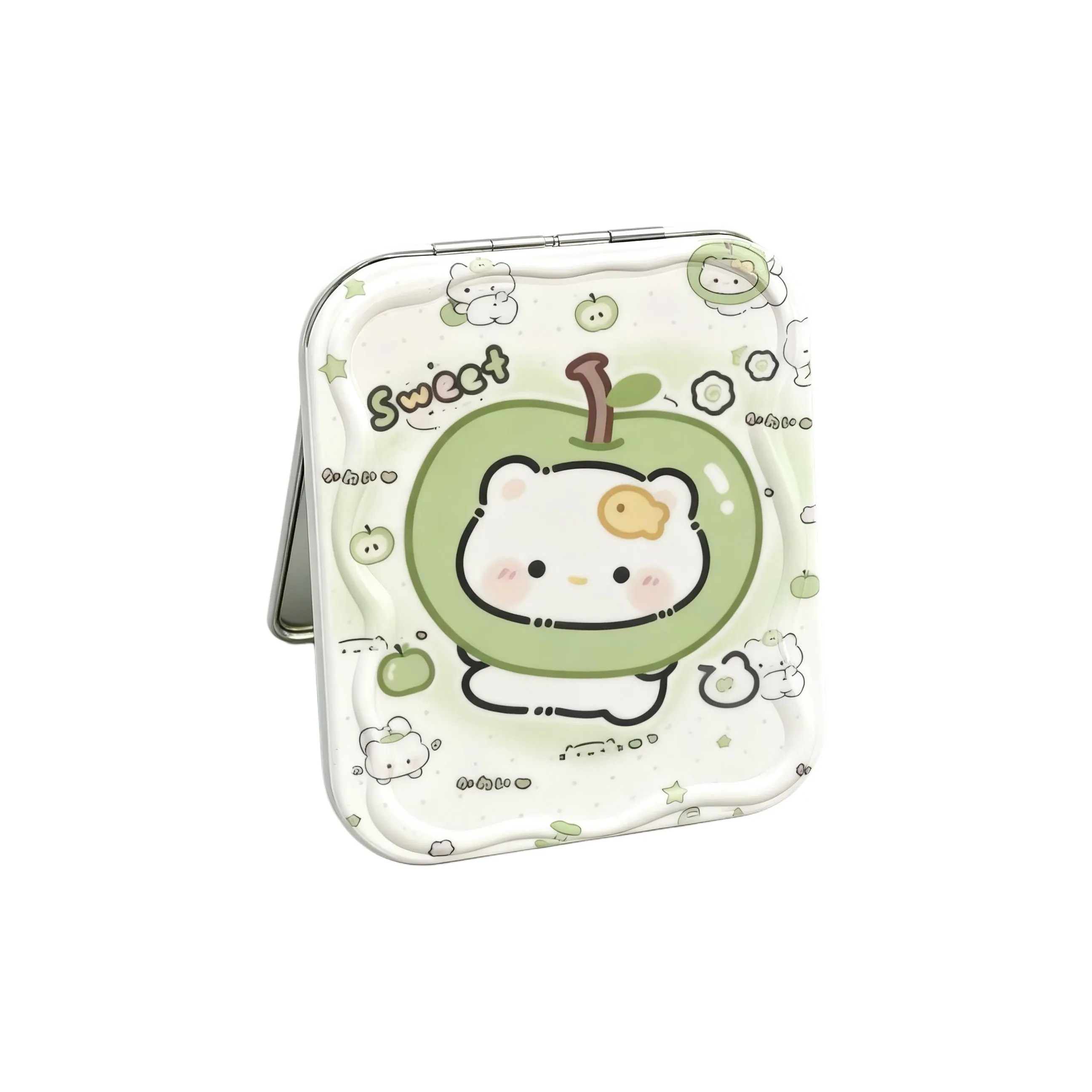 ECOHOME Милый Яблоко Кошка Студенты Маленький Складной Зеркало Гребень 2 в 1 Зеркала MAKE UP