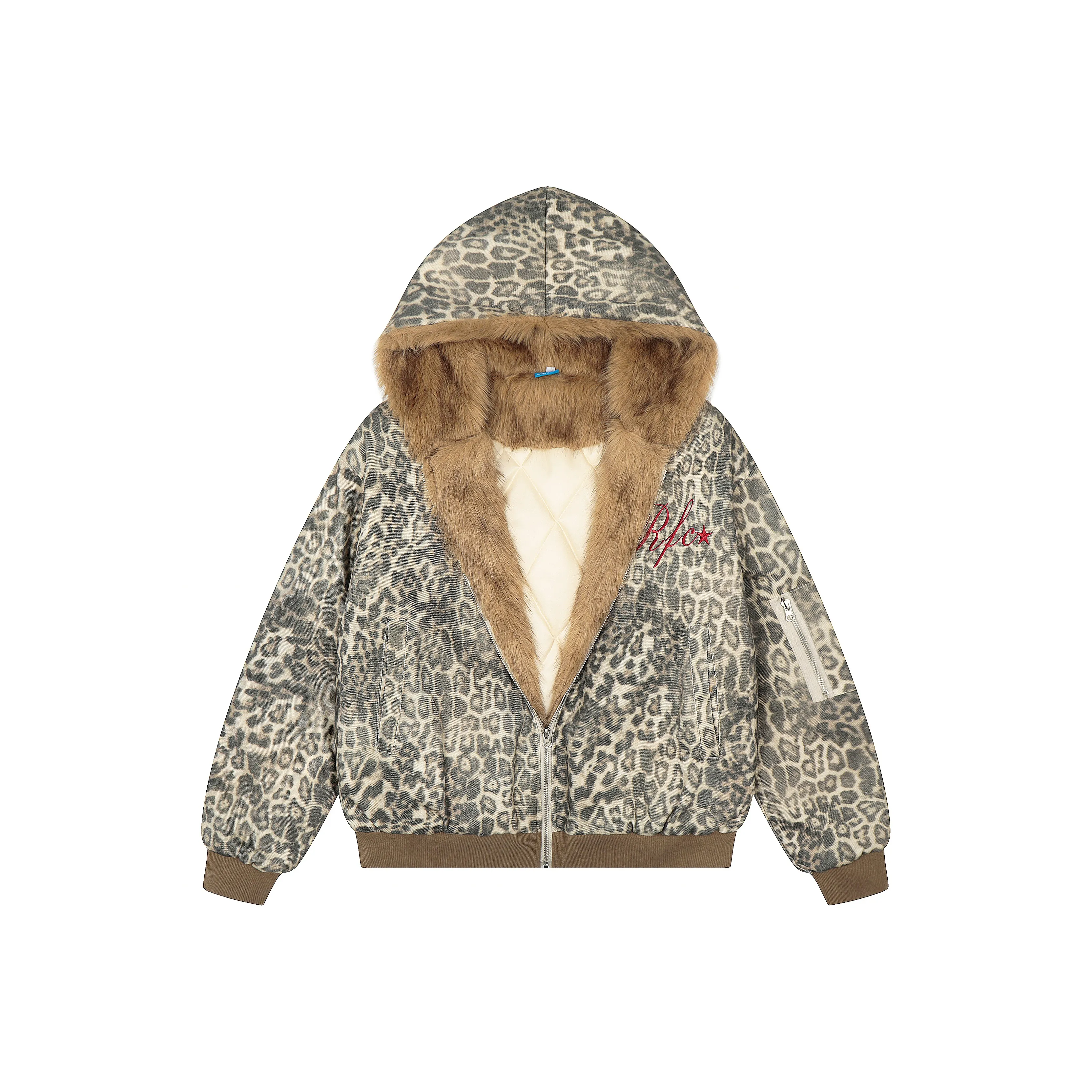 WAYHWEI Леопардовый принт Унисекс Пуховики