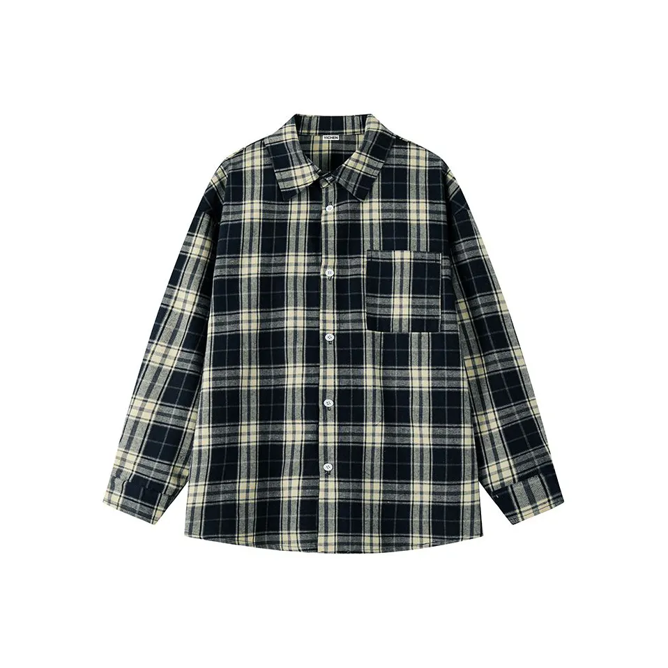 YICHEN Темно-синий с флисовой подкладкой унисекс рубашки