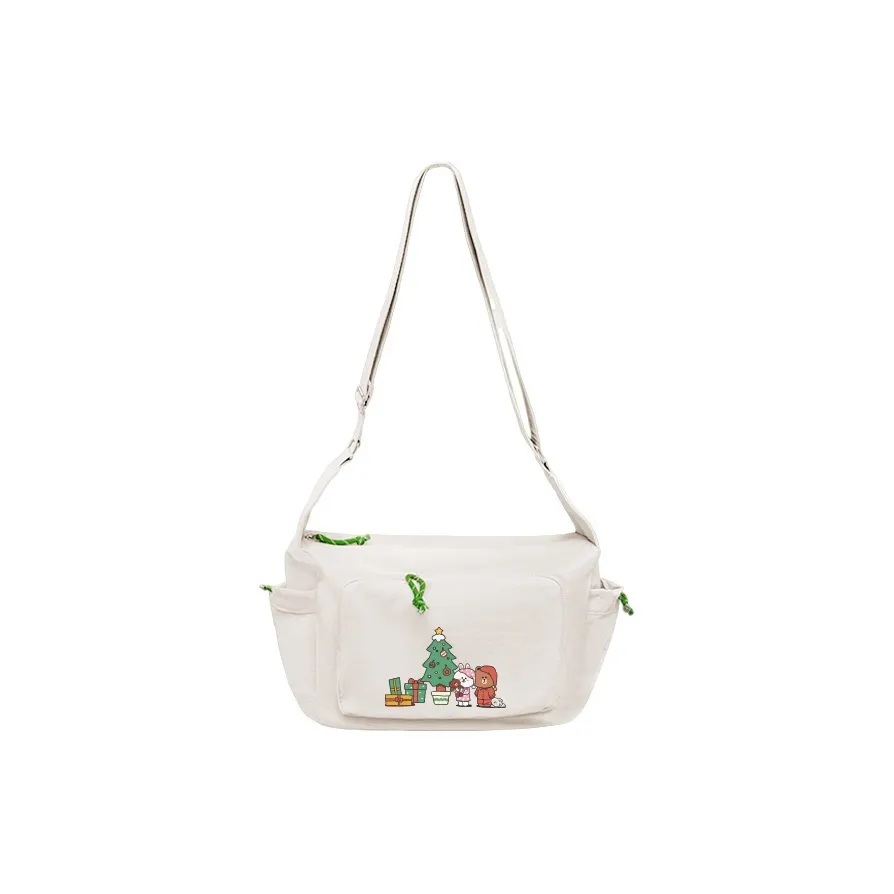 LINE FRIENDS Полиэстер Сумка через плечо Стандартная Унисекс Экрю Синий Зеленый