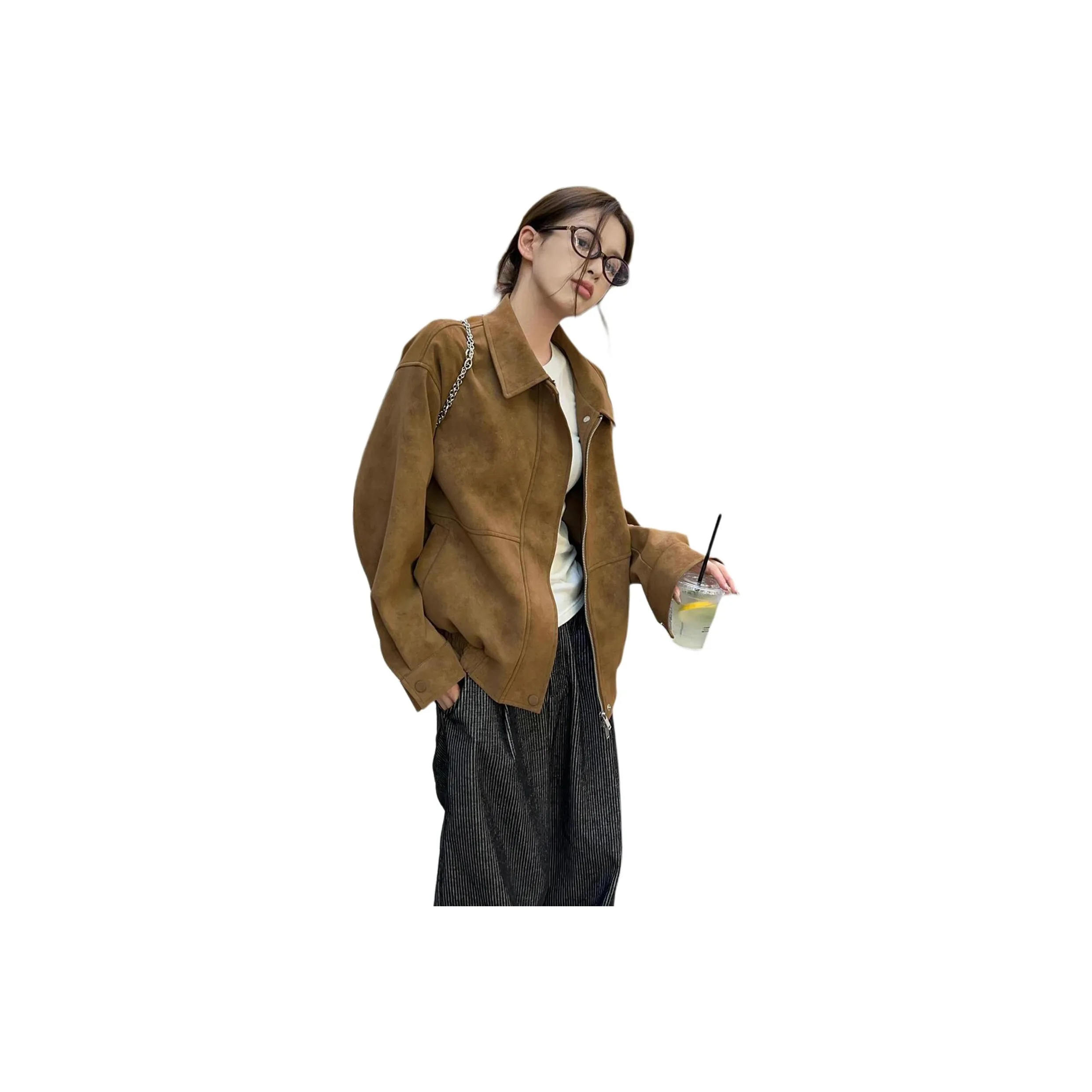 IWZI Кофейный Коричневый Женские Бархатные Куртки