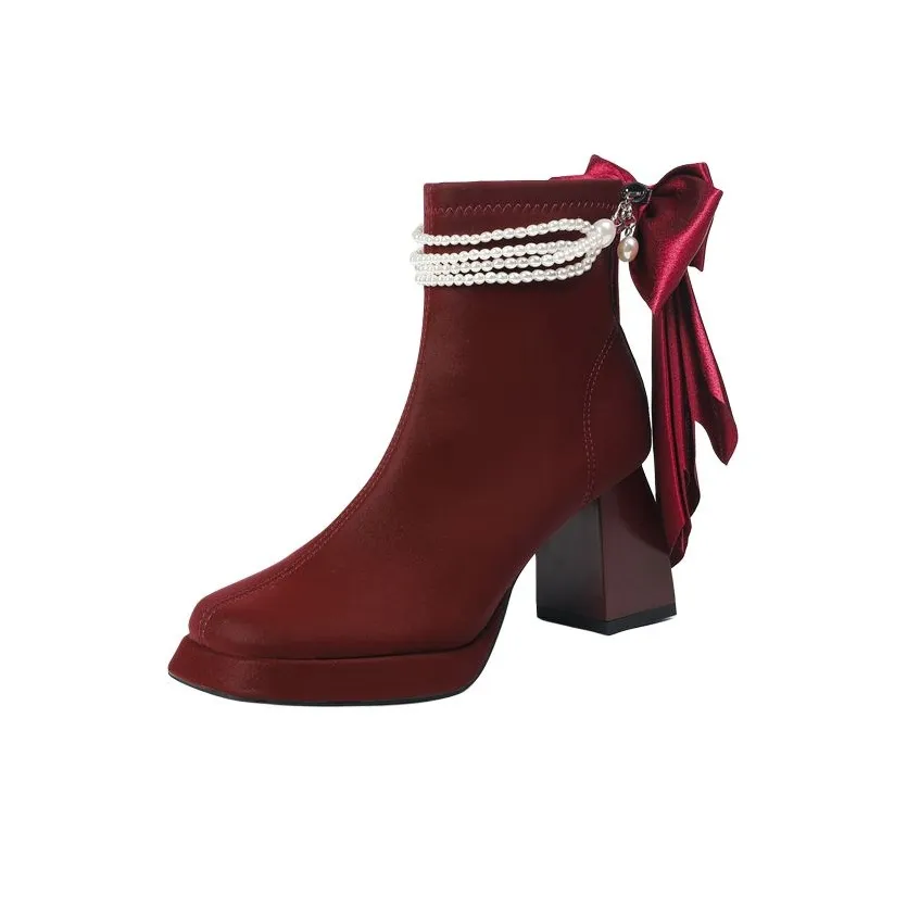 Zubumei Ботильоны 7CM Женские Бордовый