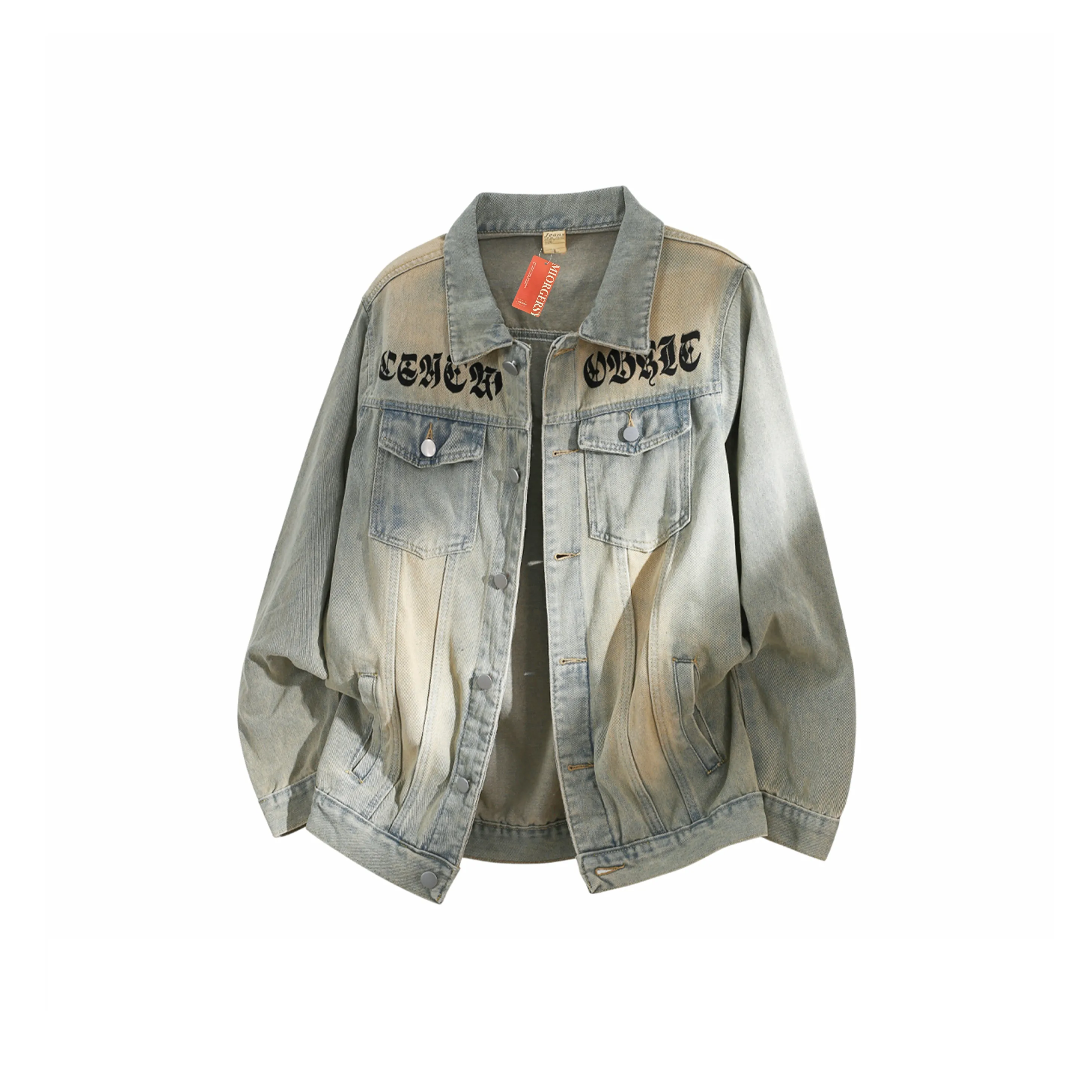 MIORGERSY Hip Hop Уличный стиль Желтый Грязь Унисекс Джинсовые куртки