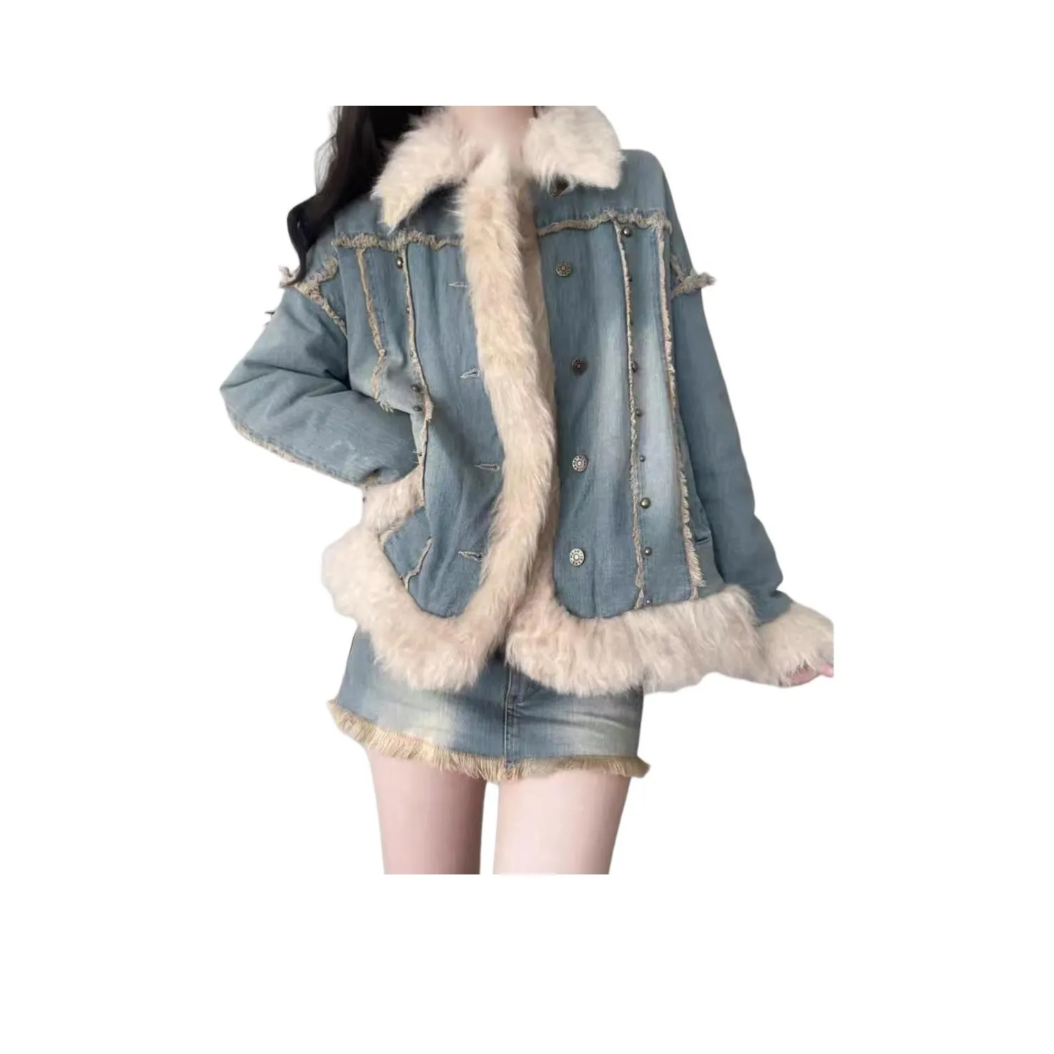 MUCCHIC Светло-синий Женский пуховик