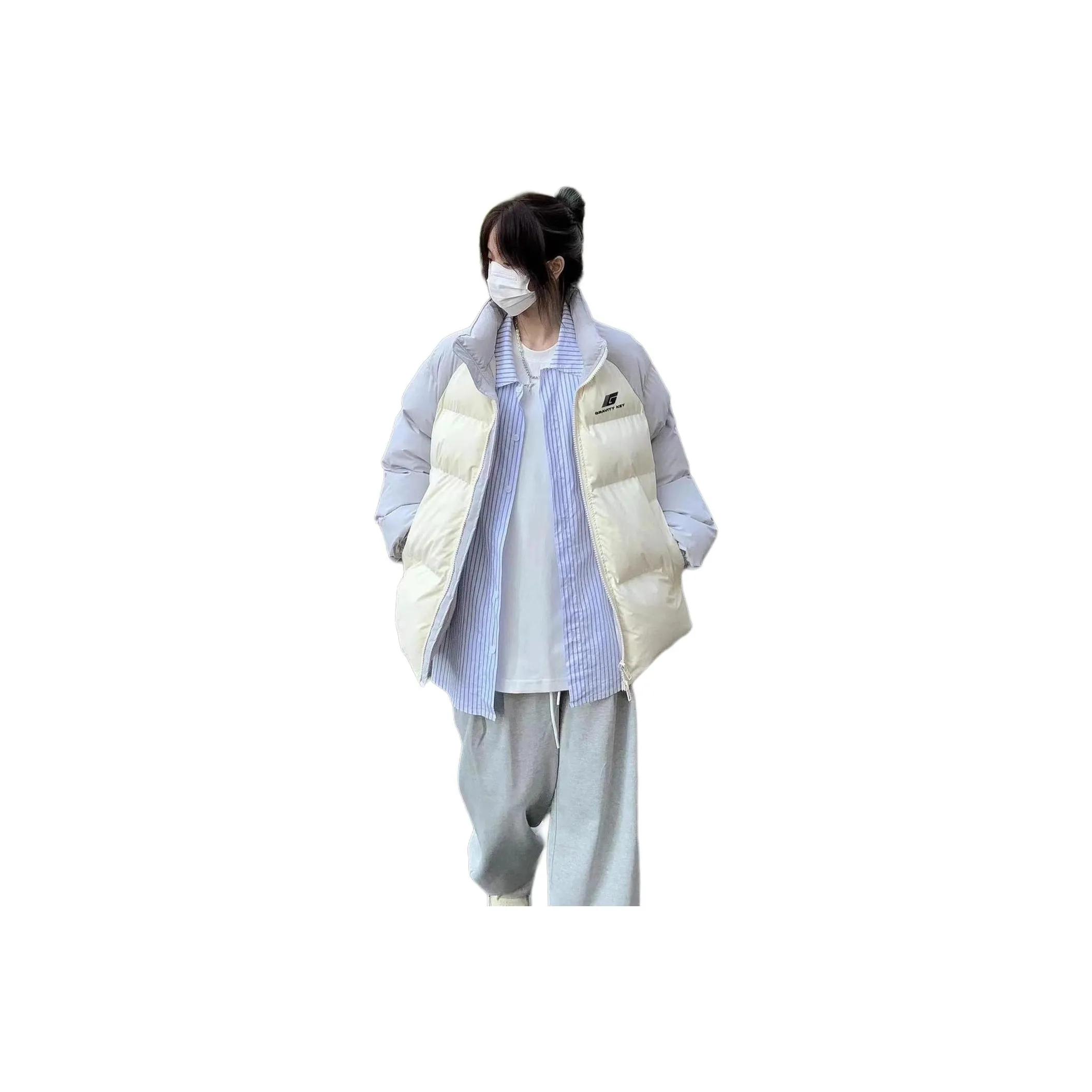 ZVJH Светло-синий Женский пуховик