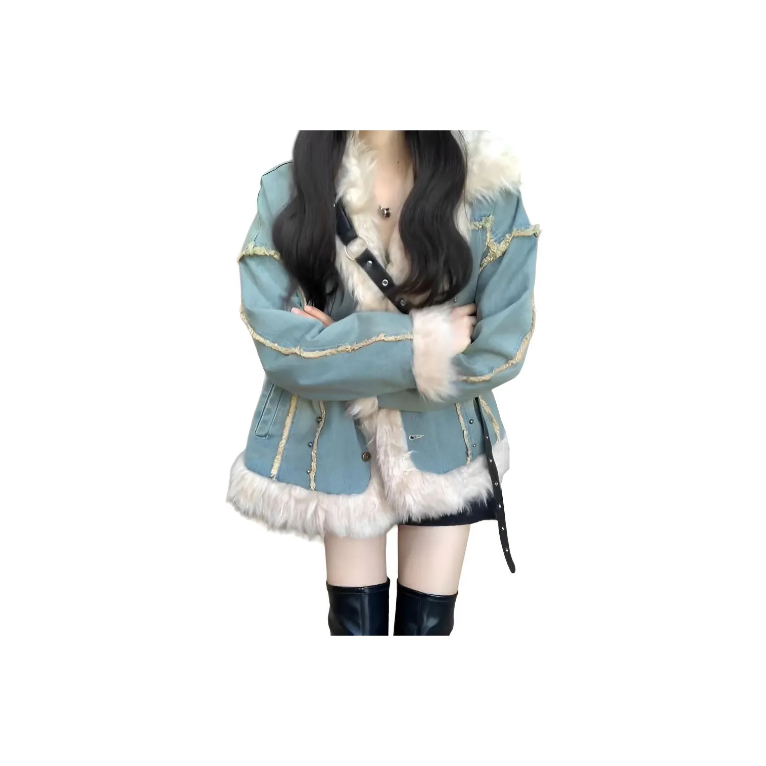 MUCCHIC Светло-синий Женский пуховик