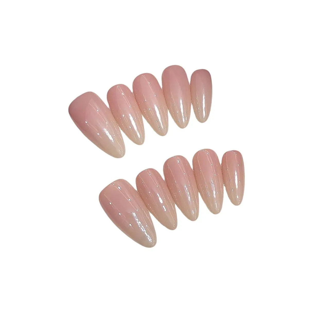 Yun Yue Joe Ледяной Прозрачный Телесный False Nail Миндаль Нежно-Розовый Градиент Coquette 20 мм