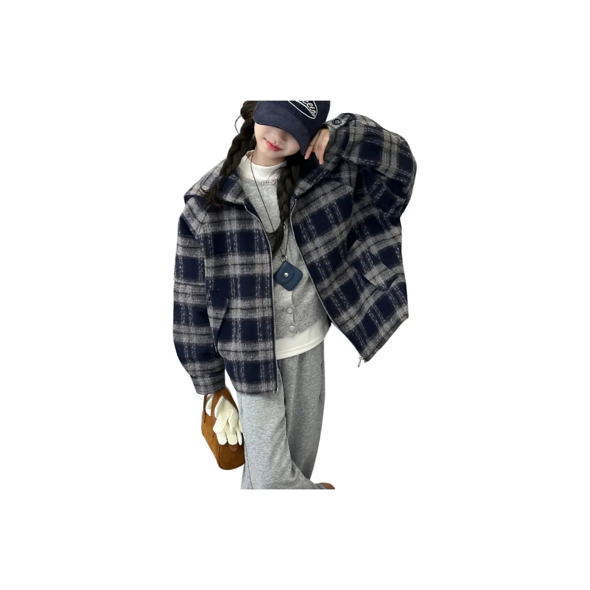 Aisina Темно-синий Утепленный Школьный возраст Шерстяное пальто