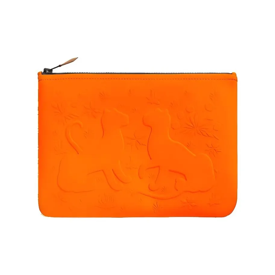 HERMES Хлопок Клатч Средний Женский Оранжевый