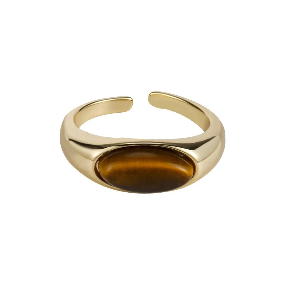 ZWU Камень Тигровый глаз Кольца Женские