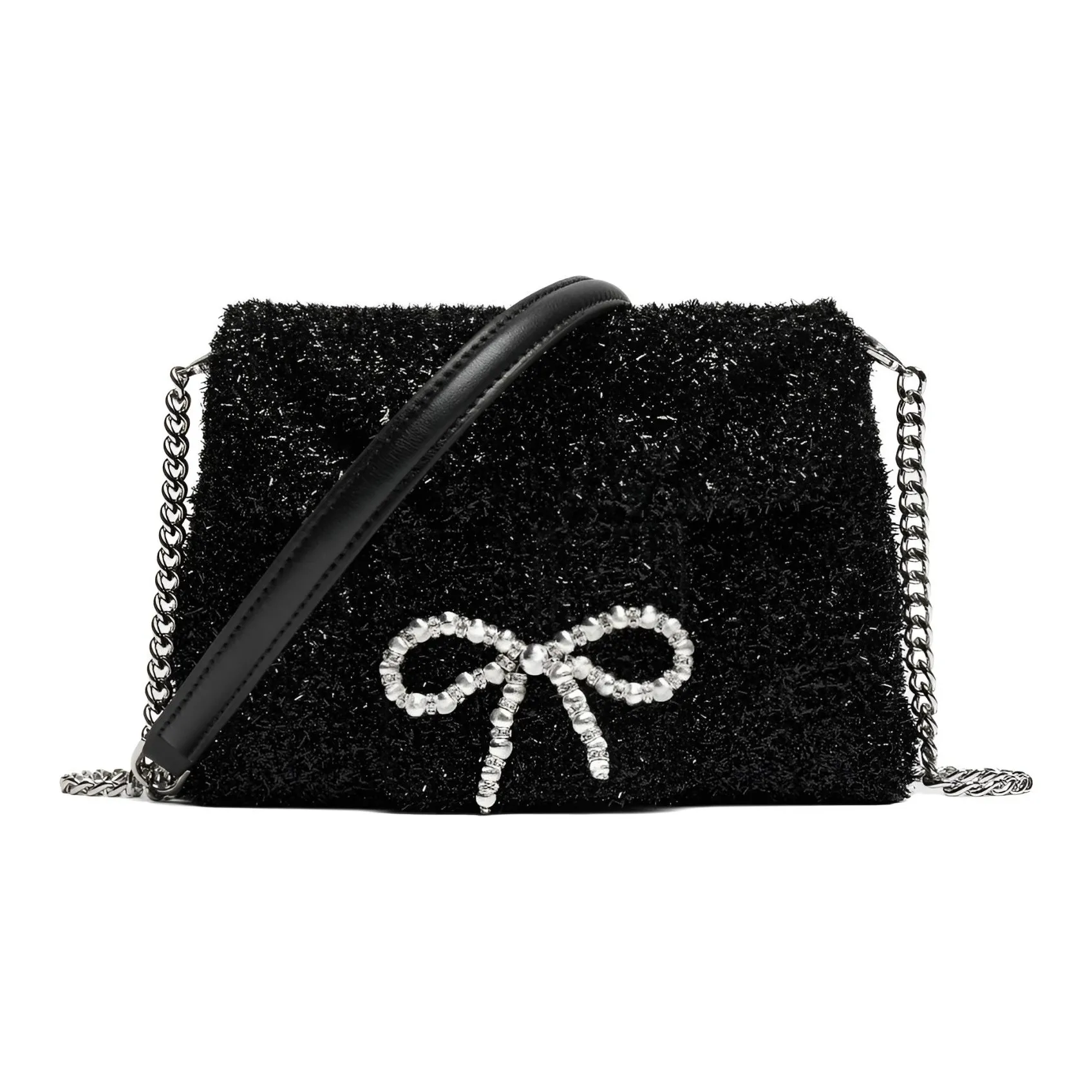 Staccato Ткань Сумка через плечо Маленькая Женская Вдохновленная Chanel Черная