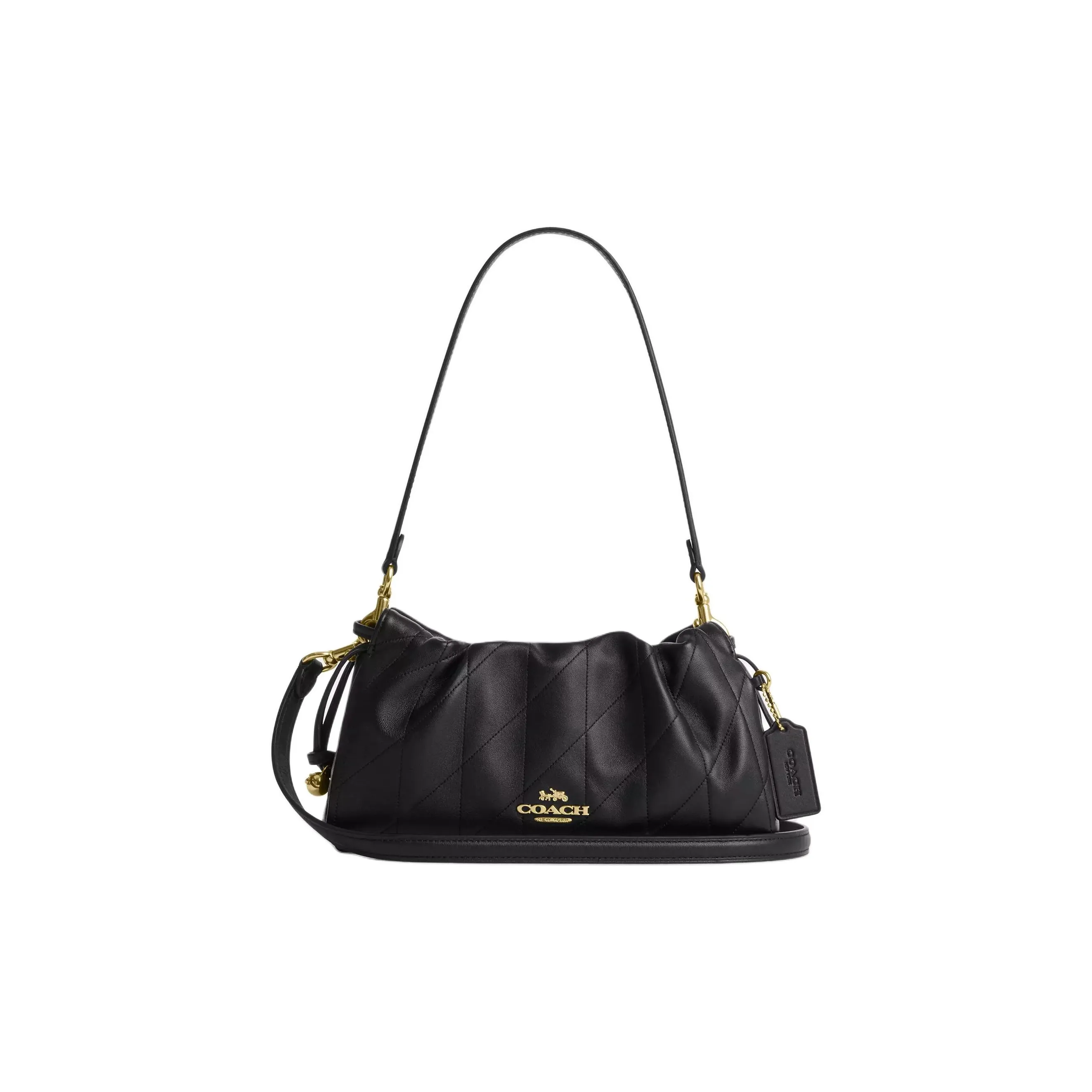 COACH Faye Напп Кожа Плечевая Сумка Большая Женская Черная