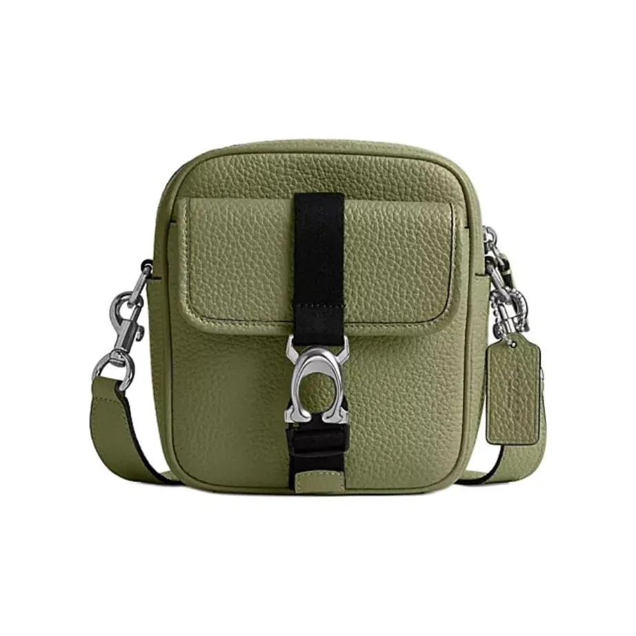 COACH BECK Litchi Grain Leather Crossbody Mini Men's Moss Green