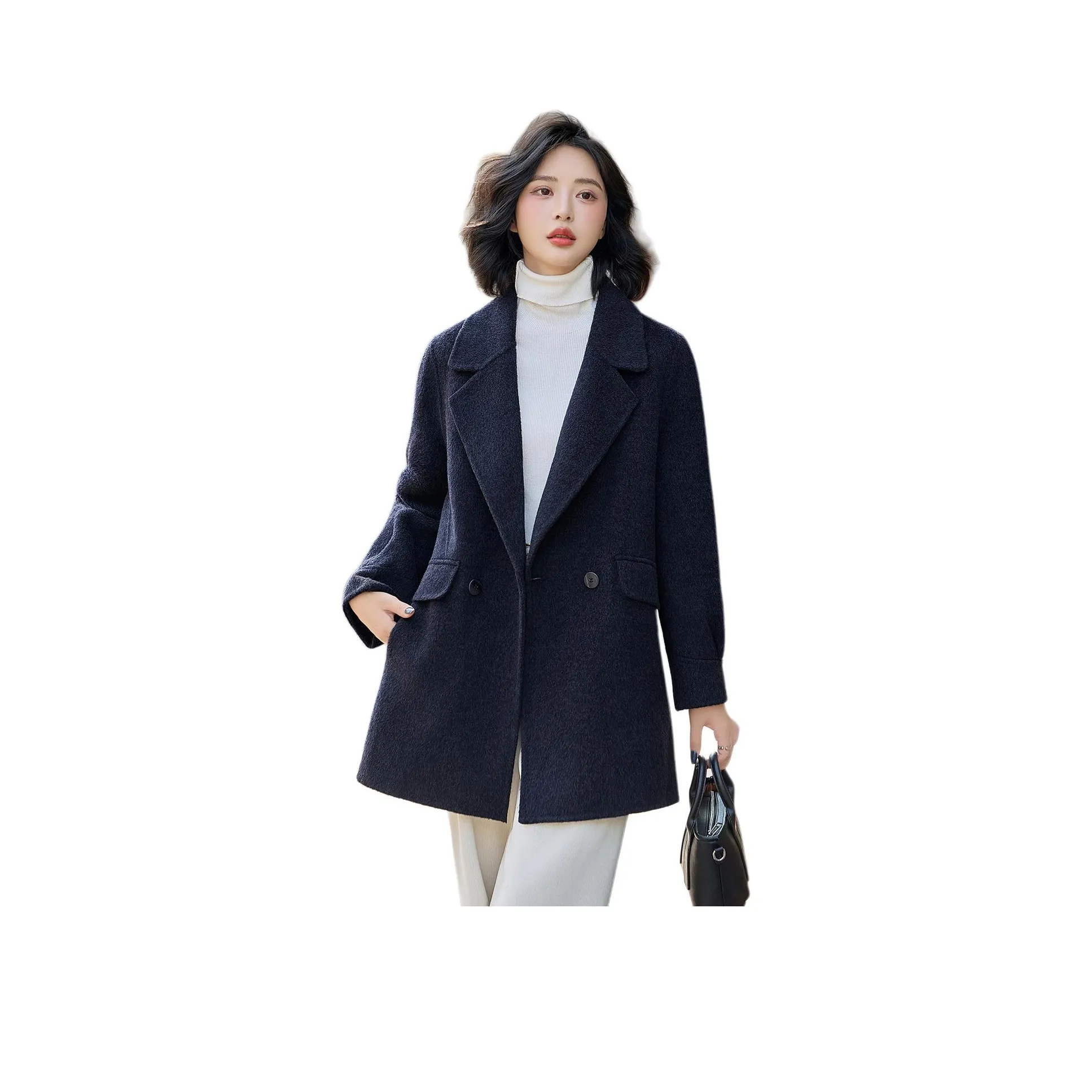 H YXIANG Темно-синий женский пальто