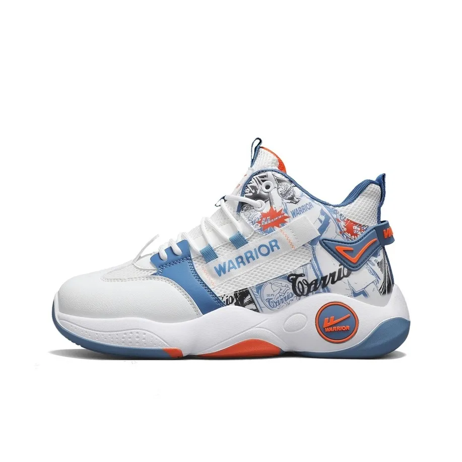 Warrior Винтажные баскетбольные кроссовки High Top Белый Синий и Оранжевый Мужской