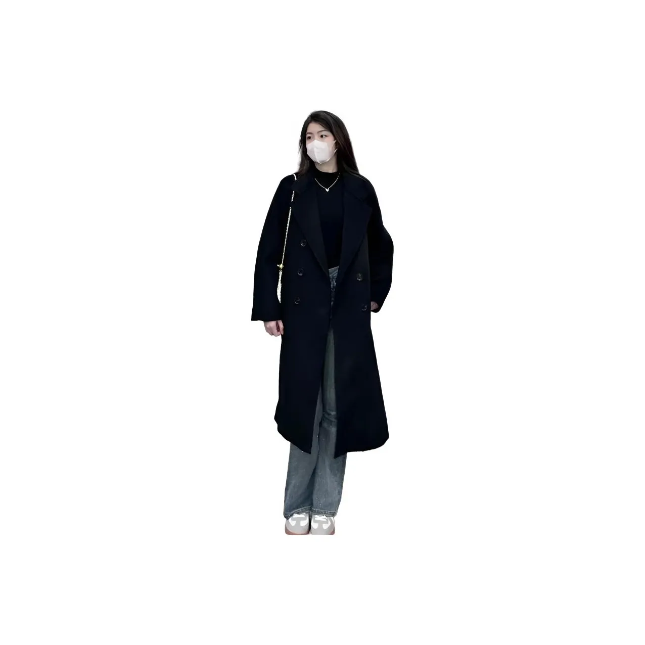 Черная подкладка Wa утолщенное шерстяное пальто женское пальто