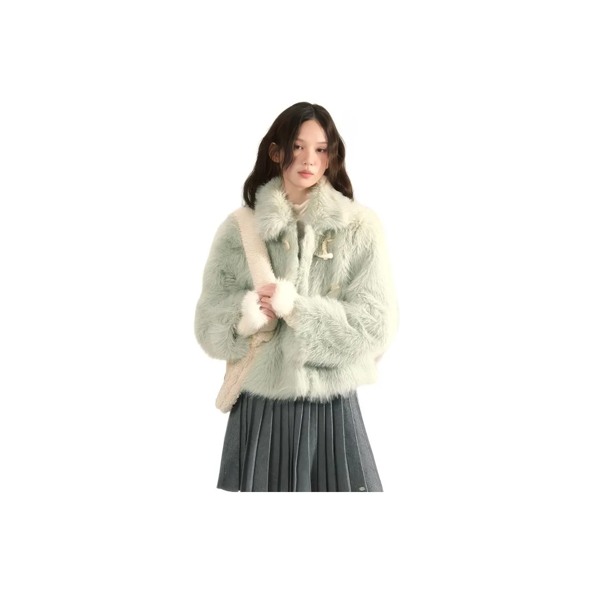 CHARM GLOW Кремовый Зеленый Женский Мех