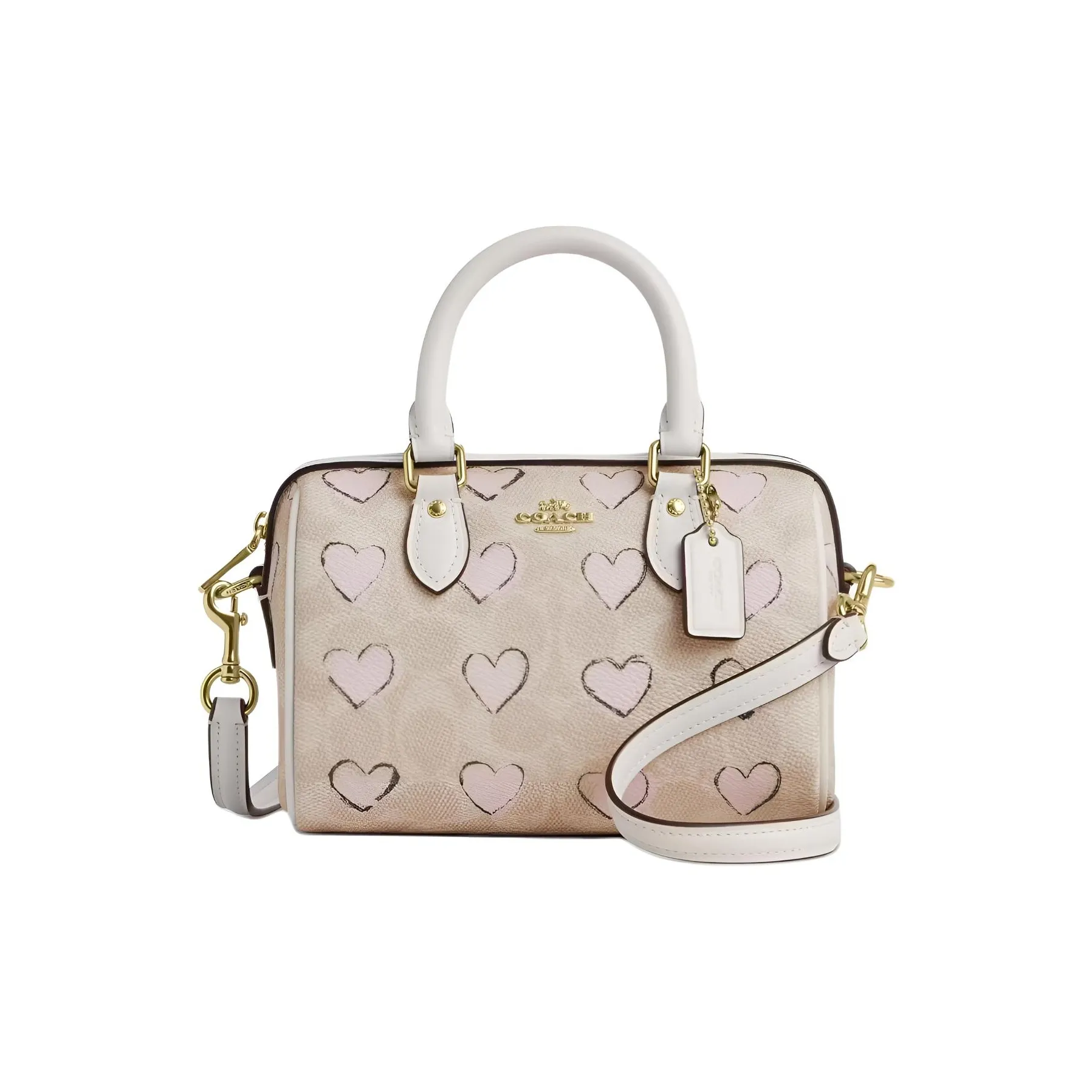 COACH CityRowan Искусственная кожа Bowling Bag Сумка через плечо Мини Сумка для женщин Экрю