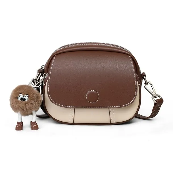 PESASRIE Сумка через плечо из коровьей кожи женская кофейного цвета