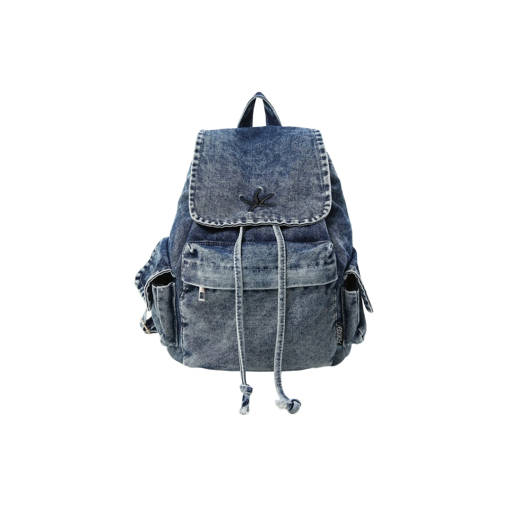Tezimyt Denim Backpack Standard Unisex Dark Blue Black Blue Tezimyt Деним Рюкзак Стандартный Унисекс Темно-синий Черный Синий