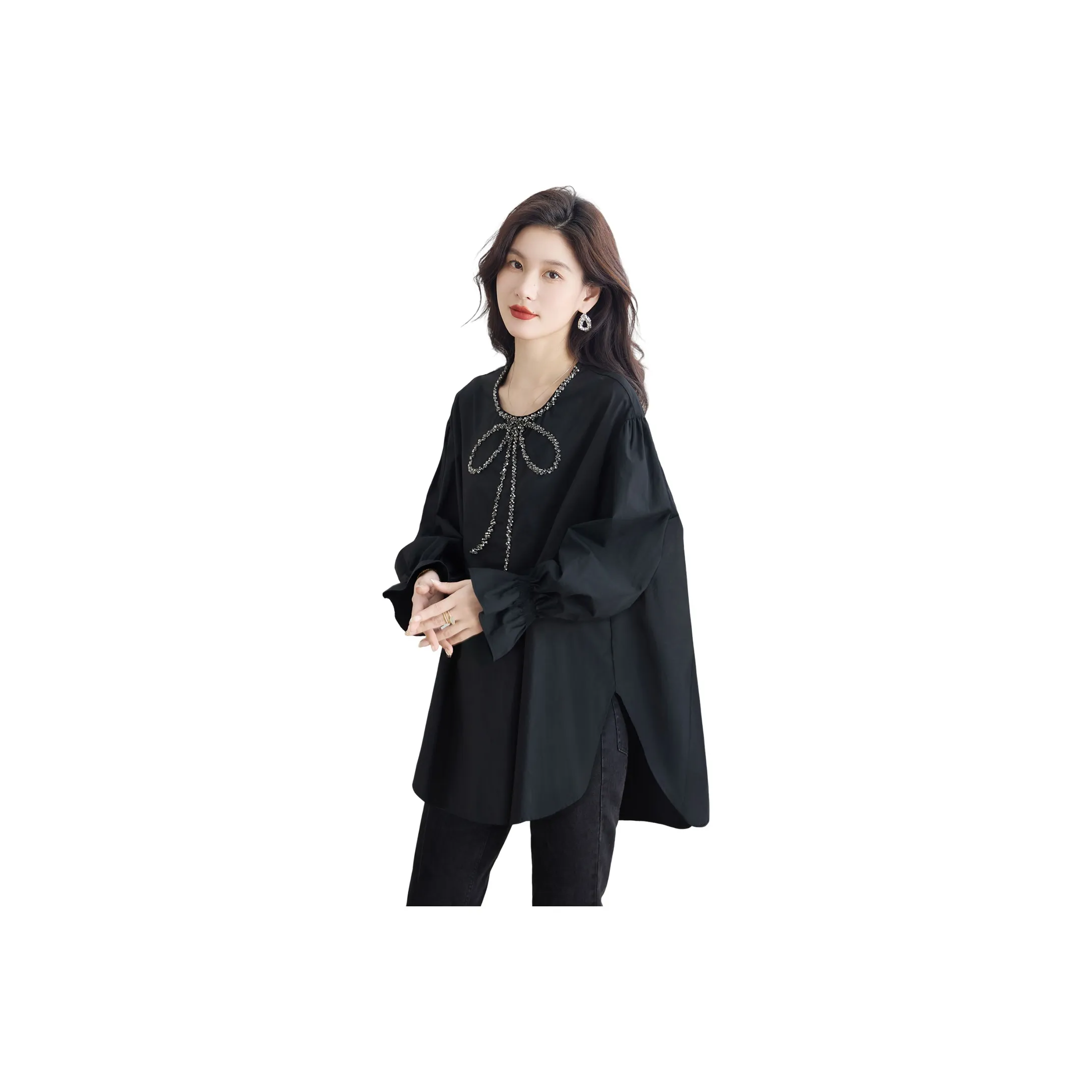 SIBAISHE Черные Женские Рубашки