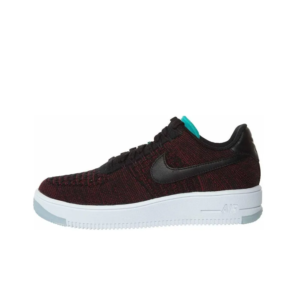 Nike Air Force 1 Flyknit Slip-resistant Abrasion-resistant Low Top Скейтбординг Кроссовки Женские Черные Красные
