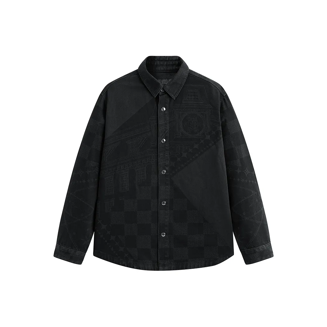 PEACEBIRD MEN Denim Jet Black 1 Мужская Рубашка