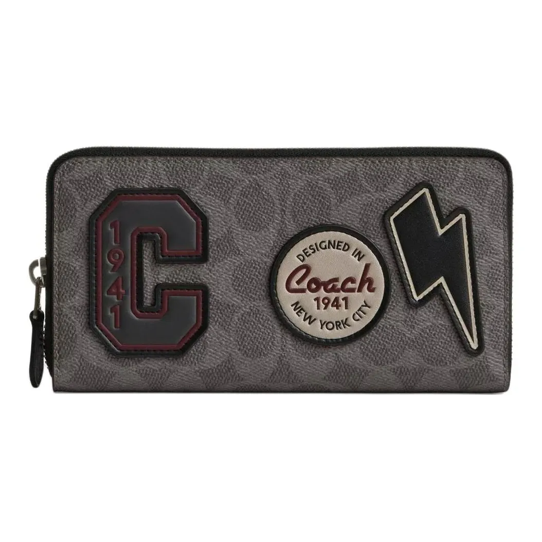 COACH Кошелек из искусственной кожи с коровьей кожей унисекс серый медный и смешанный серый