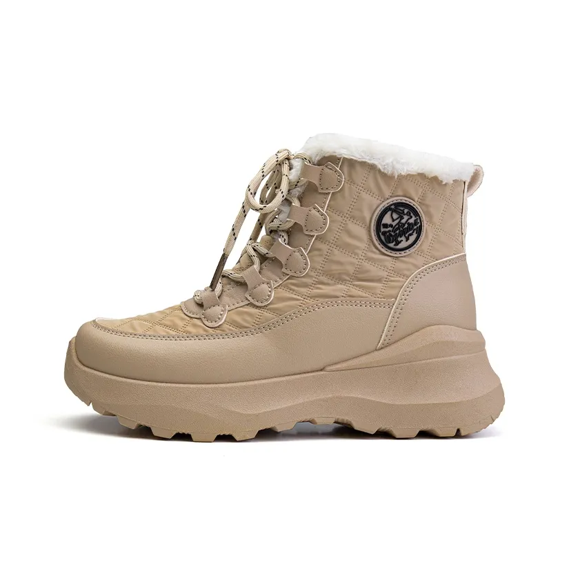 Warrior Термический Водонепроницаемый Устойчивый к Износу Увеличивающий Высоту Противоскользящий Покрытие Короткие Снежные Ботинки Женские Хаки