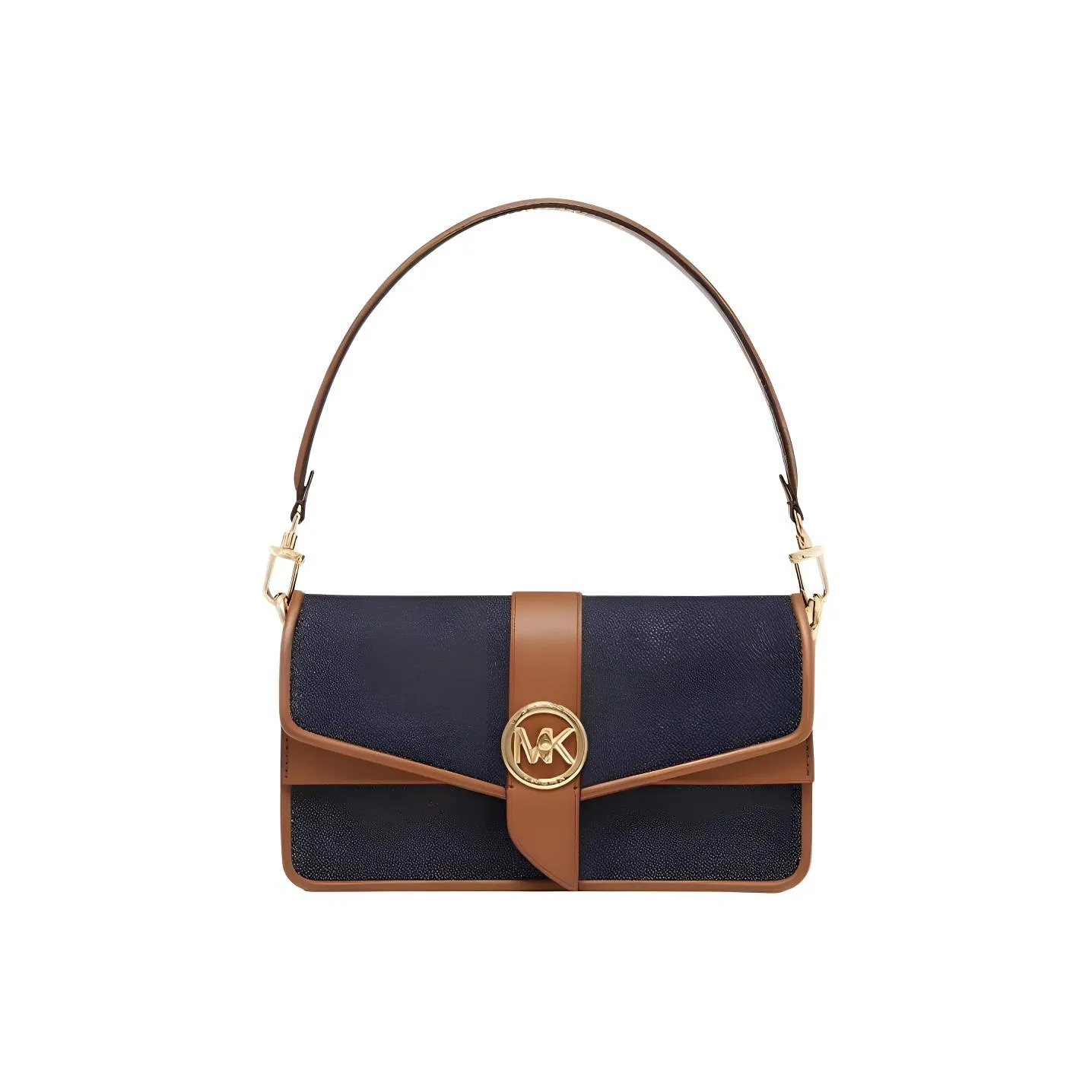 MICHAEL KORS Greenwich Искусственная кожа с текстилем одно плечо сумка среднего размера женский темно-синий и кожа коричневого цвета