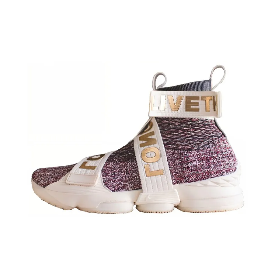 Nike Lebron 15 Лайфстайл Kith окрашенное стекло противоскользящий легкий высокий топ баскетбольные кроссовки мужской белый золотой