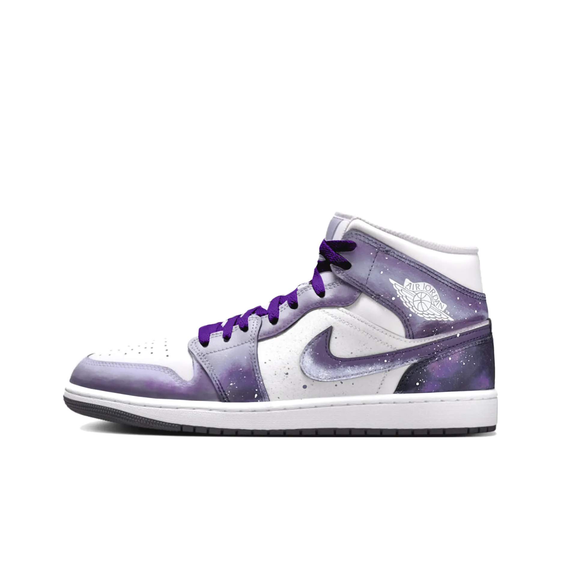 Jordan Air Jordan 1 Dreamy Starry Sky Abrasion Resistant MID Топ Винтажные баскетбольные кроссовки Мужской Фиолетовый