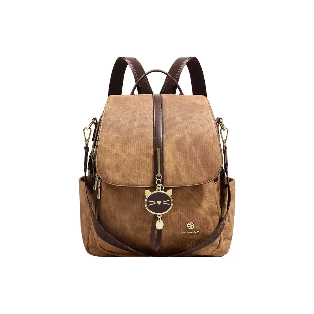 SMILE FOCUS Microfiber Synthetic Leather Backpack Women's Brown