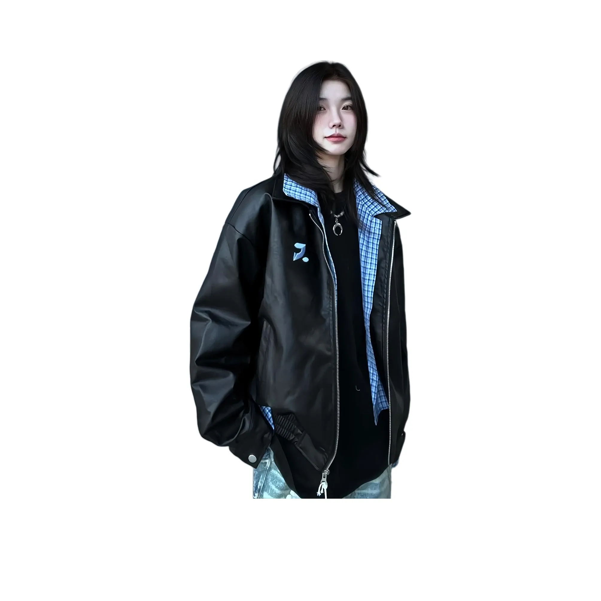 UNA RETA Черный Унисекс Кожаные куртки