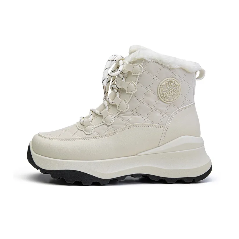 Warrior Термический Водонепроницаемый Устойчивый к Износу Увеличивающий Высоту Покрытие Короткие Снежные Ботинки Женские Экрю