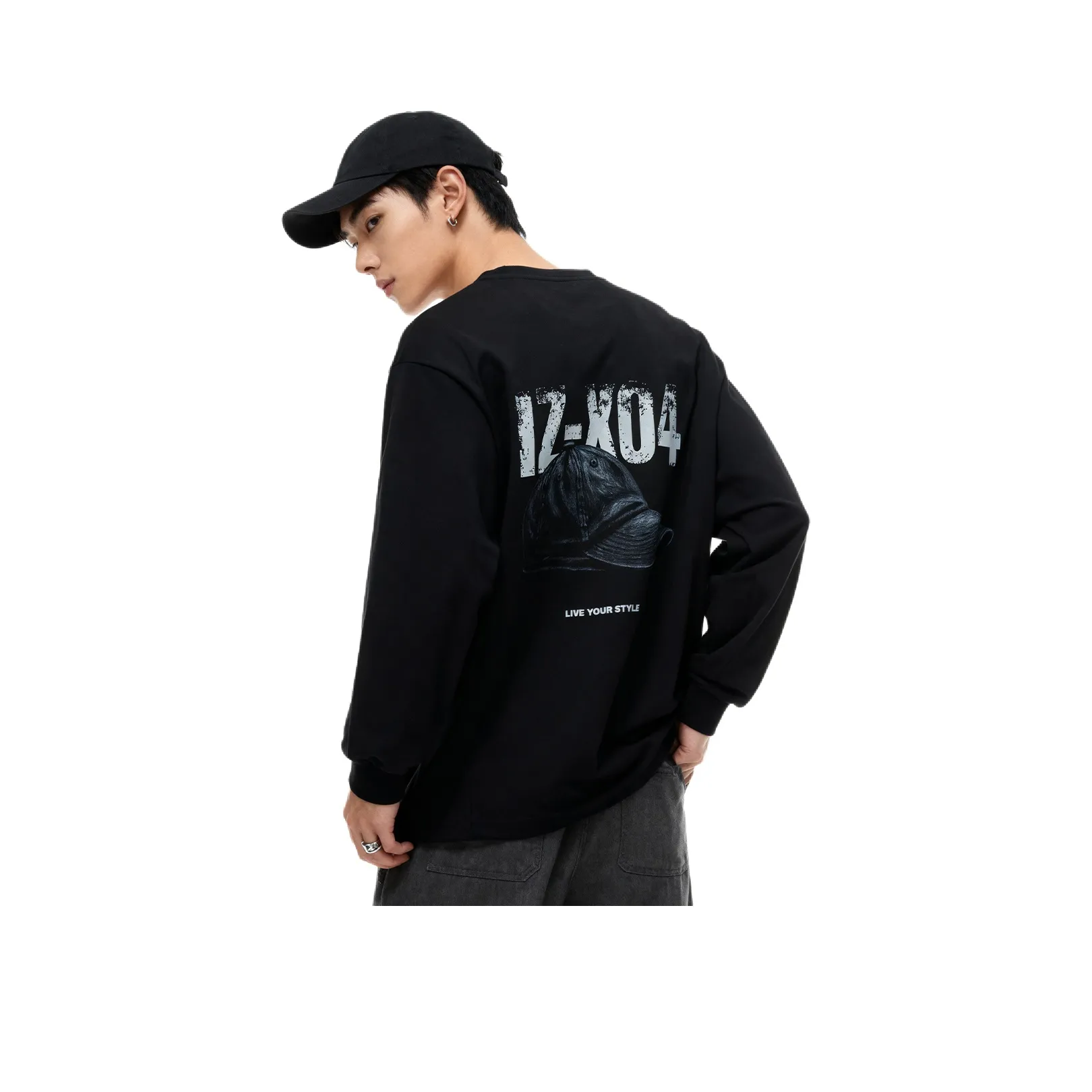 IZZUE I.t 2025 Fall Winter Круглый вырез Длинный рукав Т-рубашка Унисекс