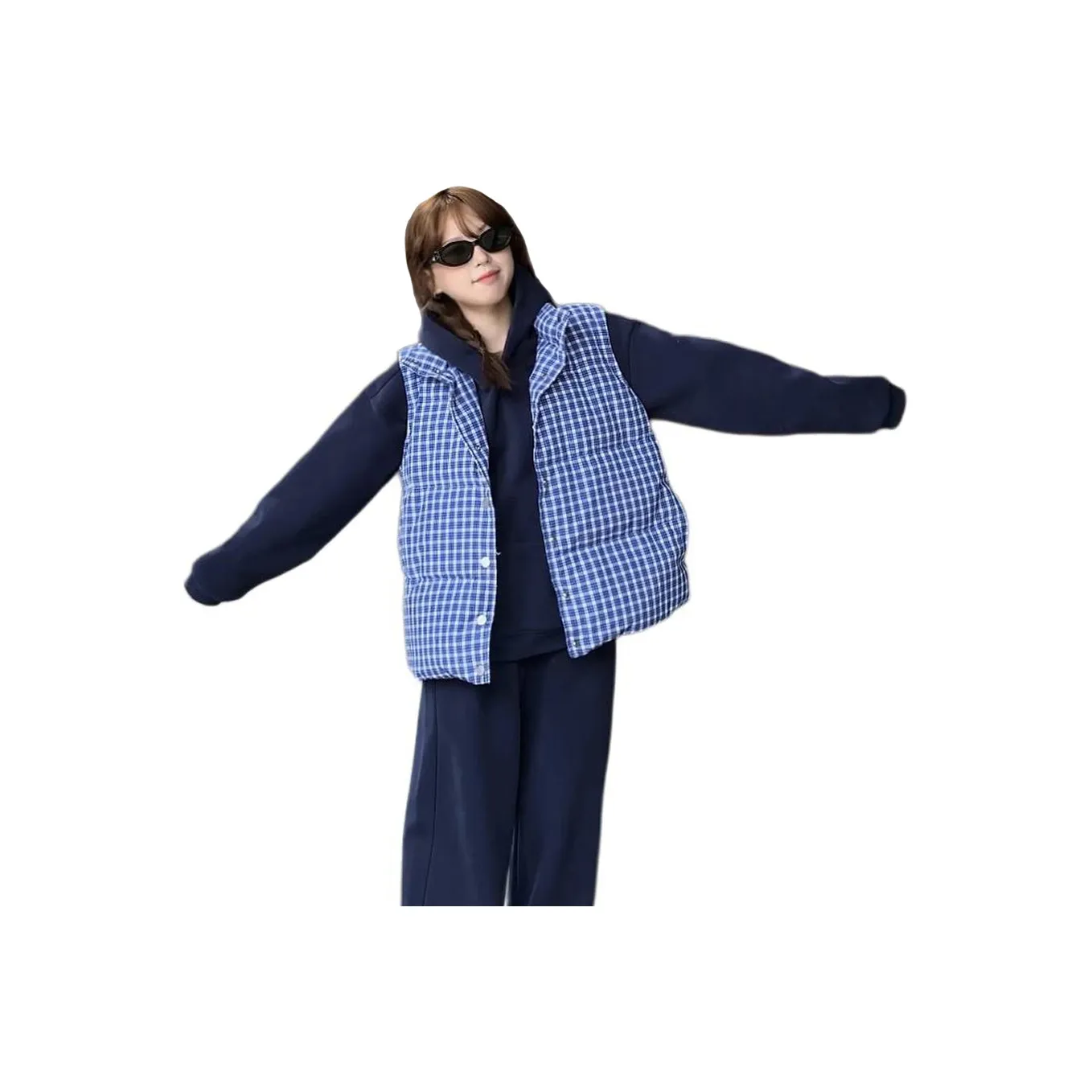 APPLEPIEORDER Женские жилеты в синей клетке