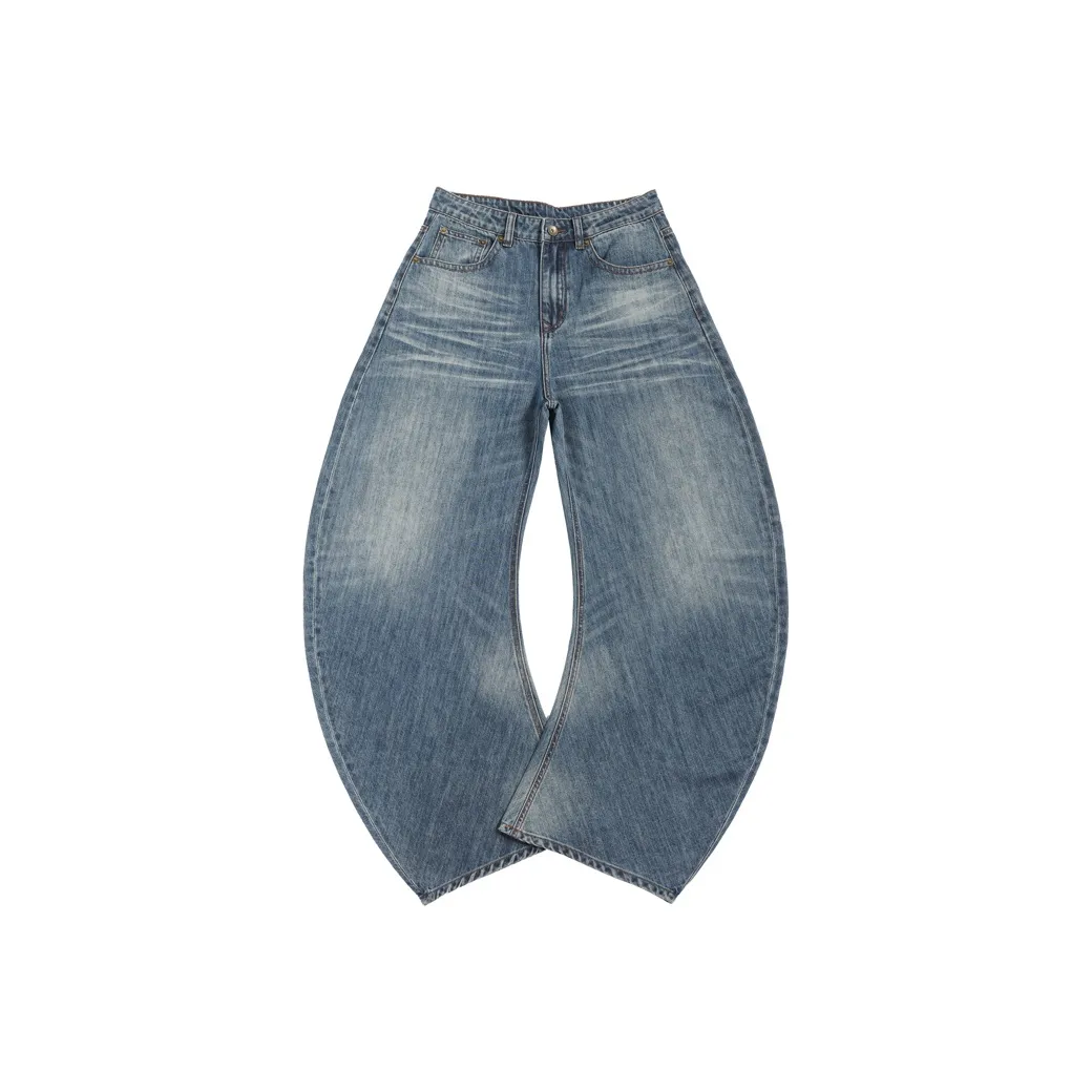 Voguo Relay Потертый Белый Выстиранный Синий Унисекс Джинсы