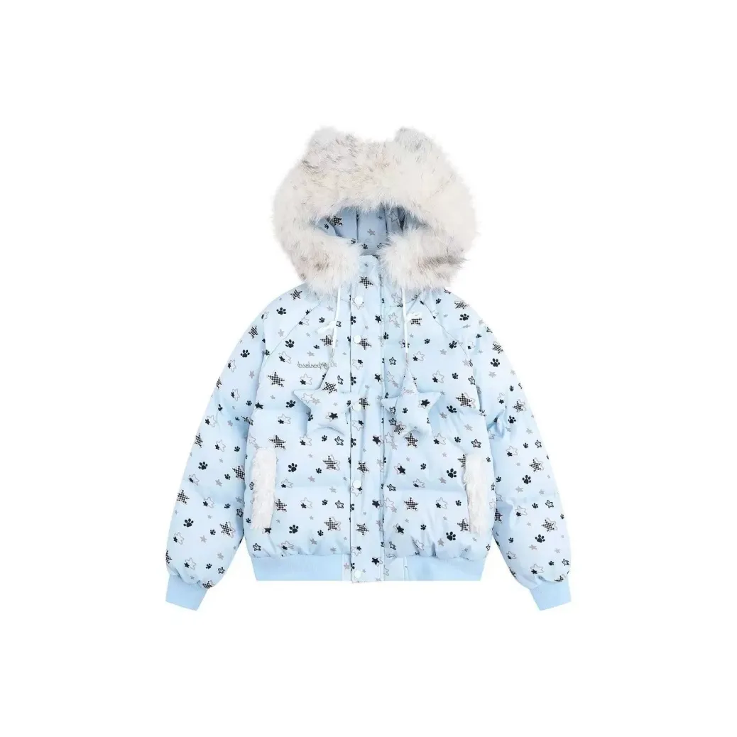 YINLEI Шерстяной воротник пуховая куртка женский