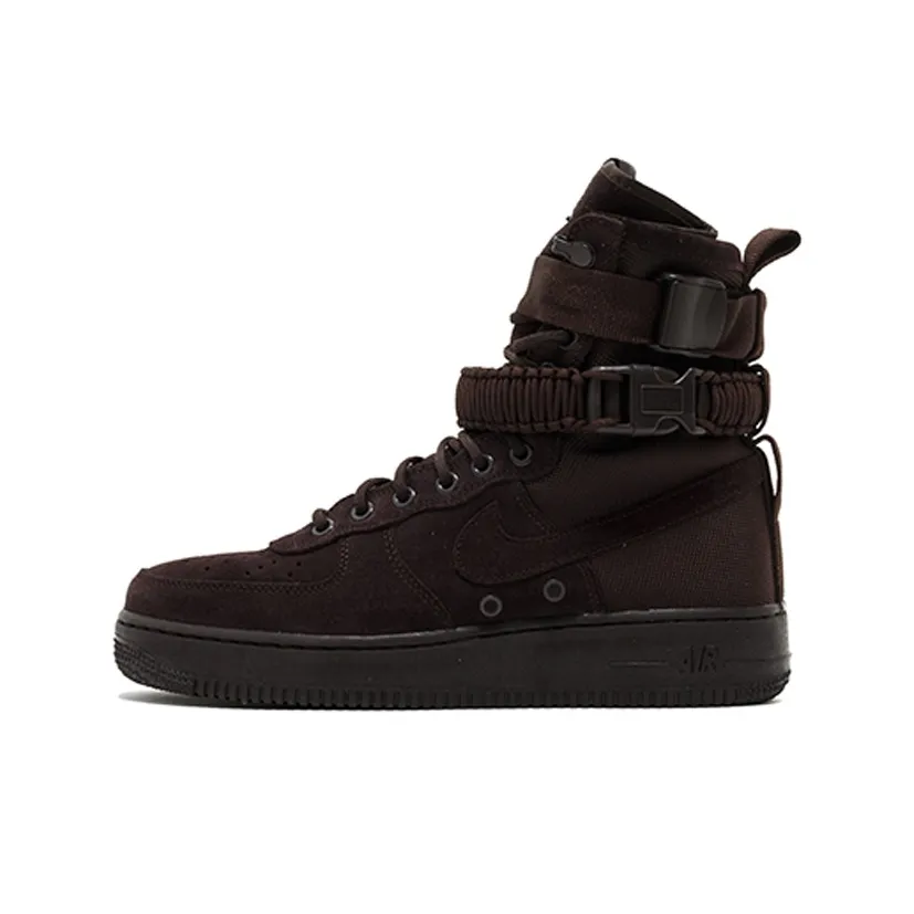 Nike Air Force 1 Velvet Brown Abrasion-resistant High Top Skateboard Shoes Men's Dark Brown