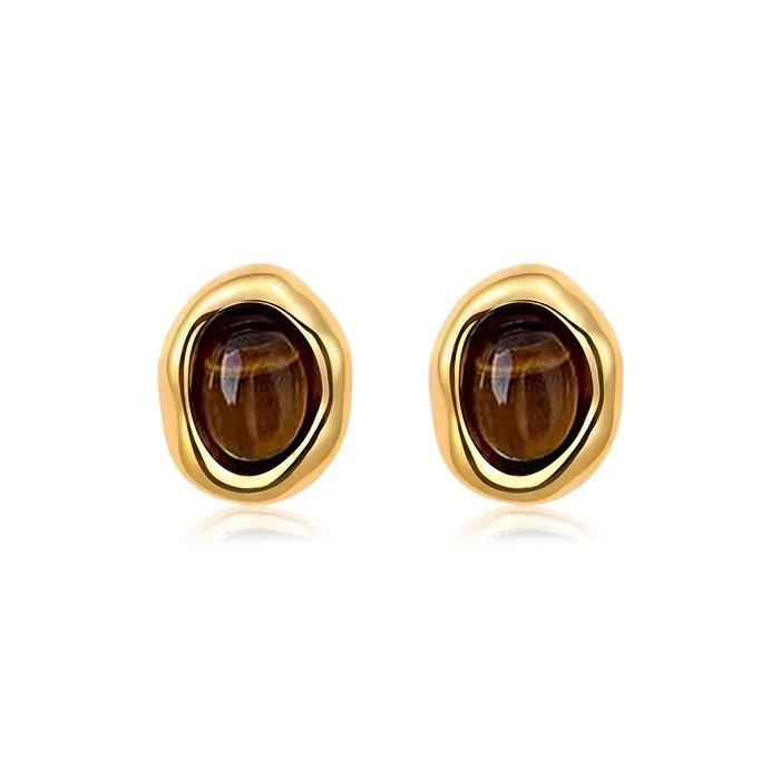 Yi Can Медные Гальванизированные с Настоящим Золотом Серьги-гвоздики Женские