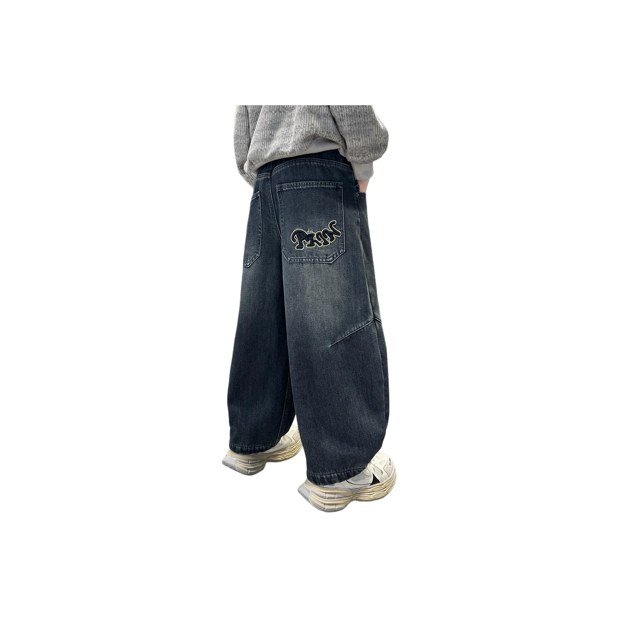 ЮЙЧЖАОЛИНЬ Синий Серый С флисовой подкладкой Bbcp BB25388 Школьный возраст Джинсы