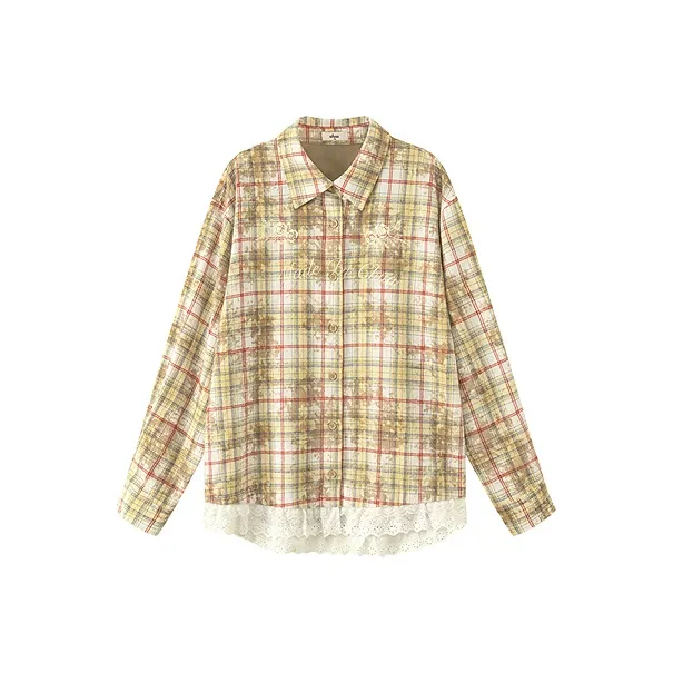 CHUU Желтая клетка Женские рубашки