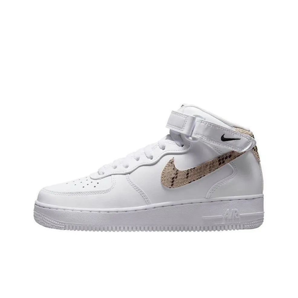 Nike Air Force 1 'Snakeskin Swoosh' MID Топ Кроссовки для скейтбординга Женские Белые