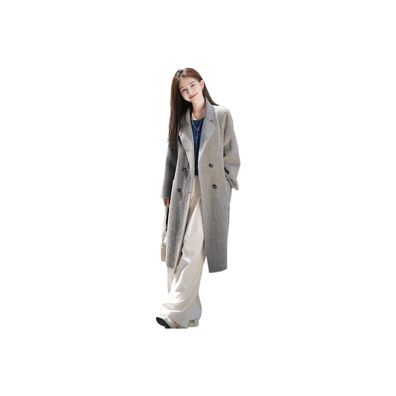 LADYXIEXIE Серый с LD Бренд Наклеенный Женское Пальто