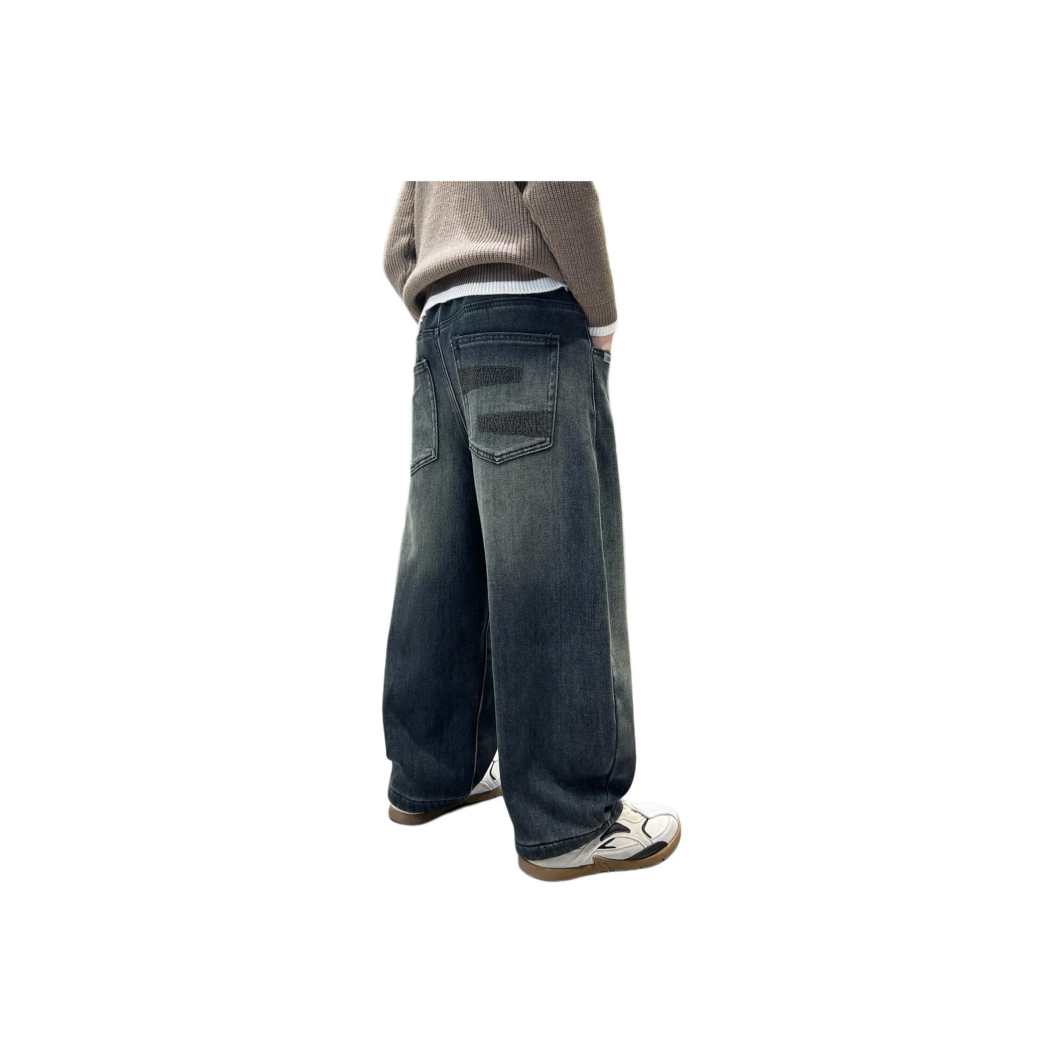 ЮЙЧЖАОЛИНЬ Синий Серый С флисовой подкладкой Bbcp BB25380 Школьный возраст Джинсы