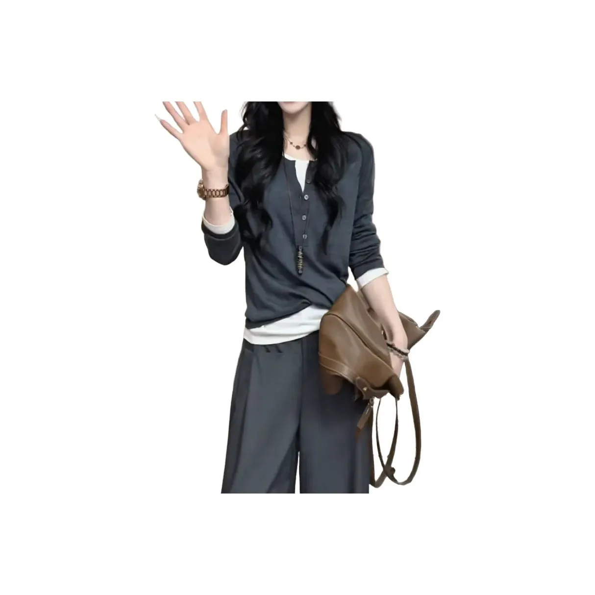 Mu Xiao Xin Темно-серый с подарками MU Xiaoxin Бренд Наклеенный Женские T-рубашки