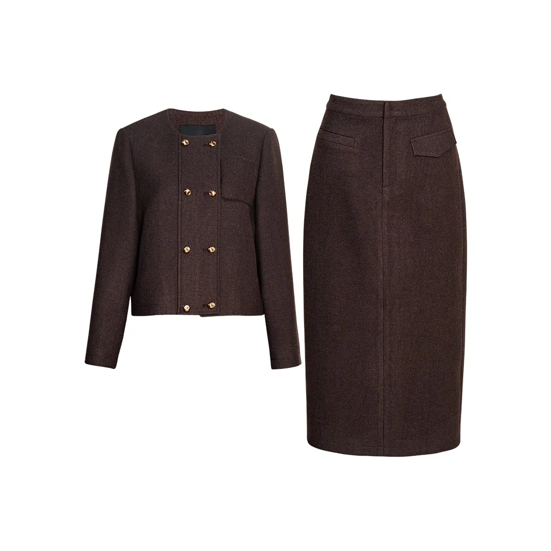 ROEYSHOUSE Темно-коричневый женский комплект с юбкой