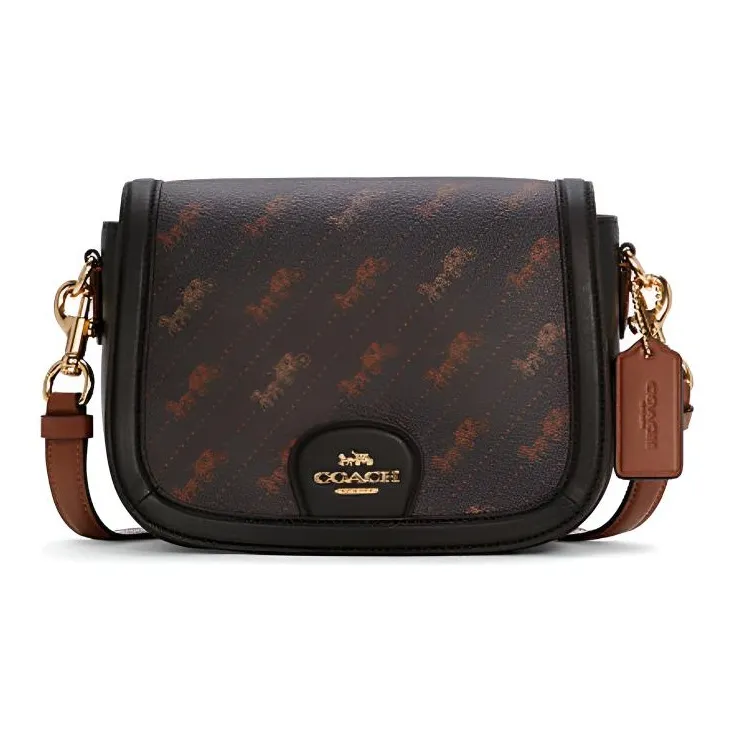 COACH Кожа Седло Сумка Плечевая Сумка Женская Коричневая Черная