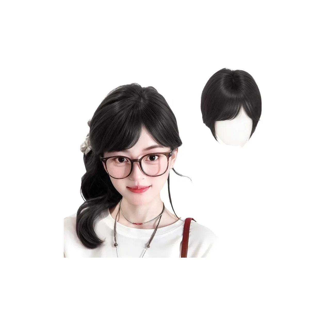 TIANKONGSHU Миллениал Горячая девушка THREE Seventh Часть Боковая сторона Разделённая Чёлка Женская Перука Человеческие Волосы Короткие Прямые Волосы